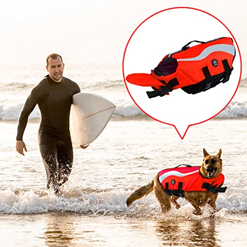 EMUST Dog Life Vests, Adjustable Dog Life Jackets for Small Dogs with Enhanced Buoyancy, Small Swim Vest with Durable Rescue Handle, Red,XS - color: Red, size: XS