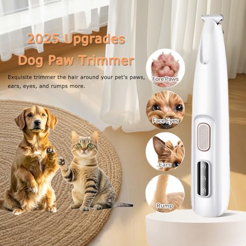 2PCs Dog Paw Trimmer with LED Light,35dB Low Noise Precision Pet Paw Trimmer for Dogs Cats Grooming Clippers,Safety Electric Paw Hair Trimmer for Paws,Ears,Rump,Face,Eyes,Dog - color: 2pcs Dog Paw Trimmer