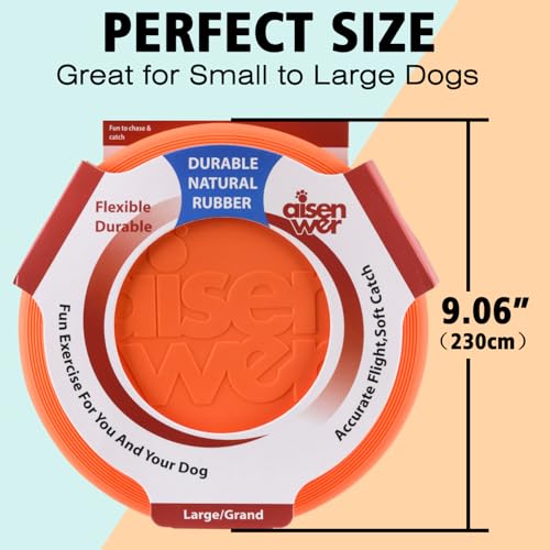 Dog Flying Disc - Durable Rubber Dog Toy for Fetch - Interactive Lightweight Flyer Dog Toys for Outdoor Playtime - Safer Disc for Healthy Activity - for Medium/Large Dogs 2 Pack