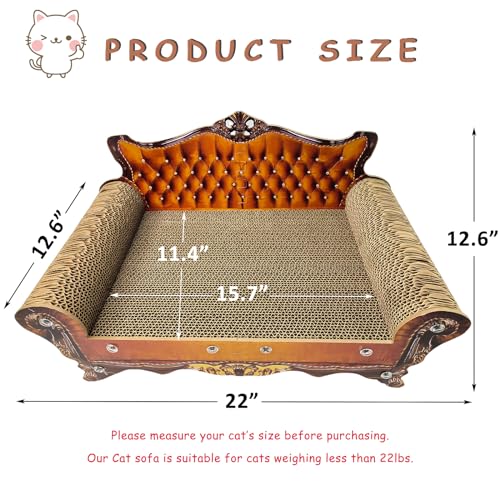 Luxury Cardboard Cat Scratcher Sofa Bed, Couch Shaped Cat Scratching Board, Scratch Lounge with Catnip, Scratcher for Indoor Cats(Brown) - color: Brown Crown