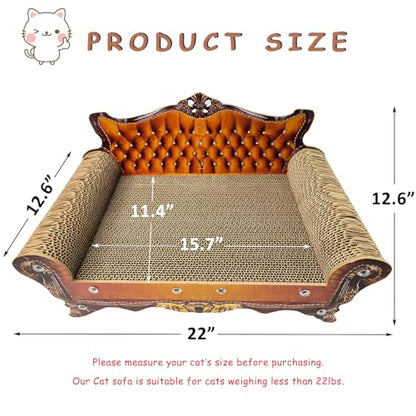 Luxury Cardboard Cat Scratcher Sofa Bed, Couch Shaped Cat Scratching Board, Scratch Lounge with Catnip, Scratcher for Indoor Cats(Brown) - color: Brown Crown