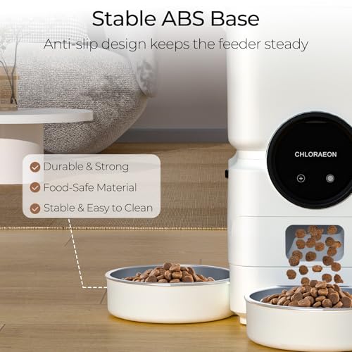 Automatic Cat Feeder for 3 Cats with Slow Feed, 6L Smart WiFi Pet Feeder, 2.4G & 5G Dual-Band, Battery Powered with 15-Day Battery Life, for Cats & Small Dogs (White) - color: White
