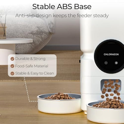 Automatic Cat Feeder for 3 Cats with Slow Feed, 6L Smart WiFi Pet Feeder, 2.4G & 5G Dual-Band, Battery Powered with 15-Day Battery Life, for Cats & Small Dogs (White) - color: White