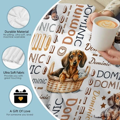 Aniruddha Custom Dachshund Personalized Baby Blanket,Custom Baby Blankets with Name for Kids,Toddler Kids Nursery,90x120 Family Size - color: Custom Baby Dachshund1, size: 90"x120"-Family Size