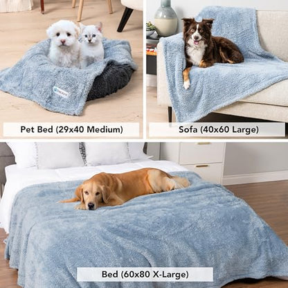 PETAMI Fluffy Fleece CAT and Dog Throw Blanket, Blue, Medium - color: Blue, size: Medium (29x40)