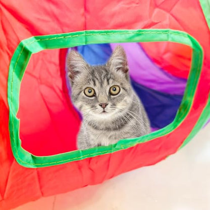 Cat Tunnel Tube Toys，Tunnels for Indoor Cats, Collapsible Interactive Toy with Balls for Rabbits, Kittens, Ferrets, Puppy (2 Way Mushroom) - color: 2 Way Mushroom