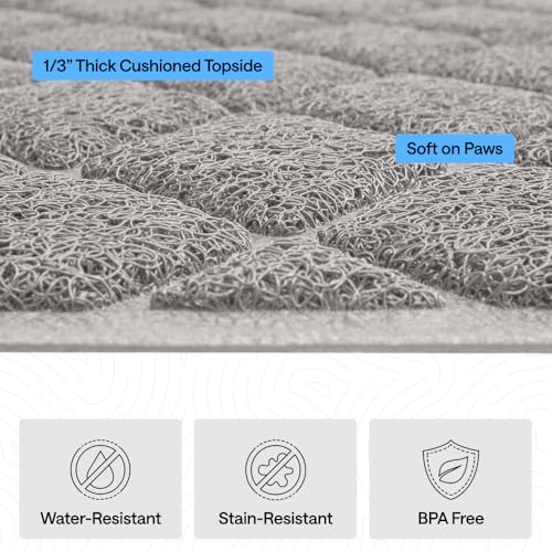 GORILLA GRIP Cat Litter Box Mat, Cushioned Coil Mesh Litter Trapping Mats, Scatter Control Supplies for Less Mess, Phthalate Free, Ultra Deep Catch Grooves, Rinse or Vacuum to Clean, 24x17 Light Gray - color: Light Gray, style: Small (24" x 17")