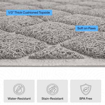 GORILLA GRIP Cat Litter Box Mat, Cushioned Coil Mesh Litter Trapping Mats, Scatter Control Supplies for Less Mess, Phthalate Free, Ultra Deep Catch Grooves, Rinse or Vacuum to Clean, 24x17 Light Gray - color: Light Gray, style: Small (24" x 17")