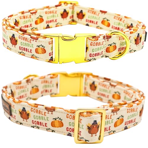 Dog Collar, Christmas Pet Collar with Flower Holiday Girl Boy Puppy Collar Adjustable for X-Small Dogs - color: Cute Turkey, size: X-Small (Pack of 1)