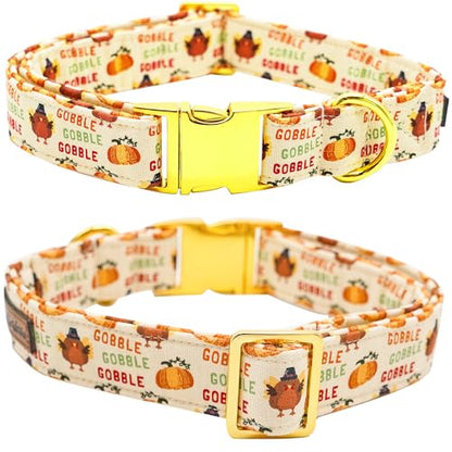 Dog Collar, Christmas Pet Collar with Flower Holiday Girl Boy Puppy Collar Adjustable for Small Dogs - color: Cute Turkey, size: Small (Pack of 1)