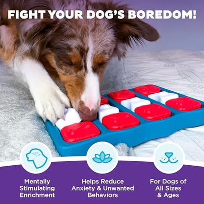 Outward Hound by Nina Ottosson Dog Brick – Interactive Treat Puzzle Enrichment Toy, Level 2 Intermediate - color: Dog Brick (Red, White, Blue)