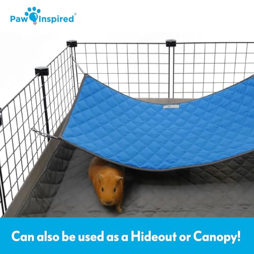 Paw Inspired Hanging Fleece Hammock for Ferrets, Rats, Chinchillas, Sugar Gliders, Small Pets | Hideout Toy for Guinea Pigs, Hamsters | Swivel Clips for Small Animal Cages (Gray/Blue) - color: Gray/Blue