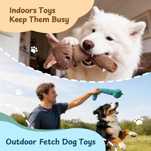 Nocciola Dog Squeak Toys 2pcs, Dog Toys to Keep Them Busy for Aggressive Chewers, Hide and Seek Crinkle Dog Toy for Large Dogs, Long Face Wild Animals Playground Series - style: Wolf, Crocodile