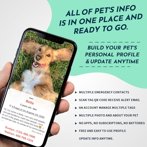 QR Code Pet ID | Personalized Dog & Cat Collar Tag | Online Profile with Instant Scanned Location Alert Email - style: Have your people-Blue