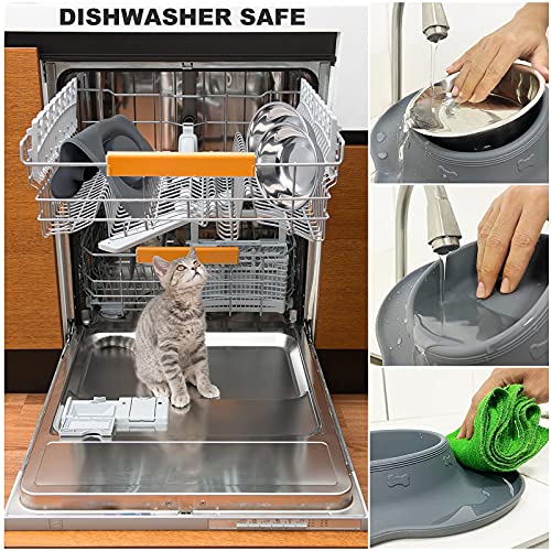 Dog Food Bowls Stainless Steel Dog Food & Water Bowl Set with No Spill No Slip Silicone Mat, Dog Dishes for Small Medium Size Dogs Pet Cat Puppy Food Feeding Bowls, Grey, 24oz, 3 Cup - color: Grey, size: 3 Cup/27 oz each