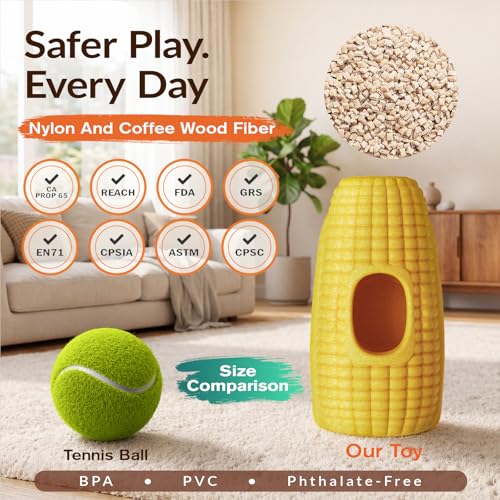 XL 3-in-1 Corn-Shaped Frozen Treat Dog Toy, No-Transfer Fill & Freeze Lick Cup, Stuffable Lick Toy & Tough Chew Toy for Aggressive Chewers, Long-Lasting Enrichment