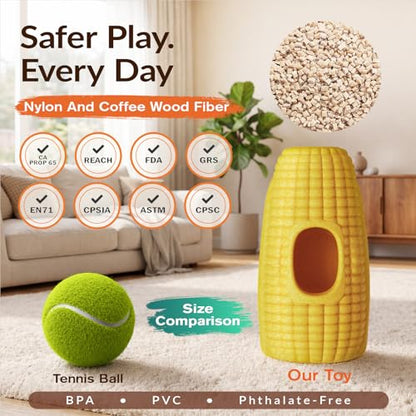 XL 3-in-1 Corn-Shaped Frozen Treat Dog Toy, No-Transfer Fill & Freeze Lick Cup, Stuffable Lick Toy & Tough Chew Toy for Aggressive Chewers, Long-Lasting Enrichment