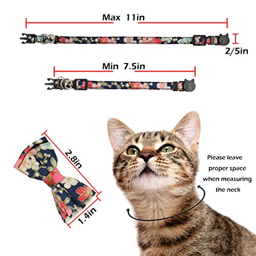 Bowtie Cat Collars Breakaway with Bell, Adjustable Cute Kitty Collars Safety Buckle Kitten Collar for Cat Puppy 7.5-11in (20) - color: 20