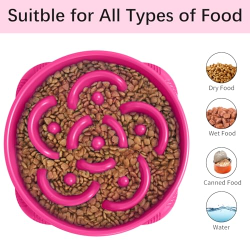 MateeyLife Large Slow Feeder Dog Bowls, Anti-Choking Puzzle Dog Food Bowls, Anti-Slip Interactive Feeding Slow Down Eating, Bloat Stop Maze Dishes for Large Breeds 4 Cups Purple - color: J-Purple, size: Large