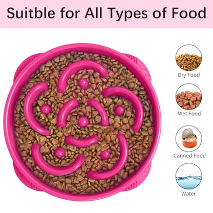 MateeyLife Large Slow Feeder Dog Bowls, Anti-Choking Puzzle Dog Food Bowls, Anti-Slip Interactive Feeding Slow Down Eating, Bloat Stop Maze Dishes for Large Breeds 4 Cups Purple - color: J-Purple, size: Large