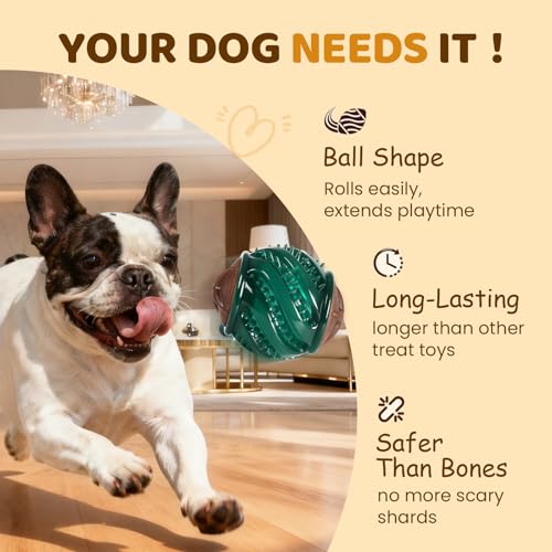 Interactive Dog Toys with Built-in Treats: Rolling Lick Ball for Dogs, Beef Flavor Enrichment Dog Treat Toy to Keep Them Busy, Mental Stimulation Toys for Small Medium Large Breed, Indoor Outdoor Use
