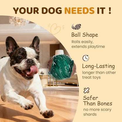 Interactive Dog Toys with Built-in Treats: Rolling Lick Ball for Dogs, Beef Flavor Enrichment Dog Treat Toy to Keep Them Busy, Mental Stimulation Toys for Small Medium Large Breed, Indoor Outdoor Use