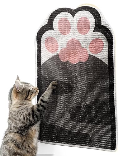 Lukamoo® Cat Scratching Pad, Wall Mounted Scratcher for Indoor Cats (Medium (24'' x 16'')) (Grey Tabby) - color: Grey Tabby