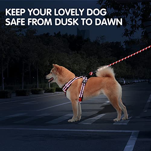 PoyPet Dog Harness and Leash Combo, Escape Proof No Pull Vest Harness, with 5 Feet Leash, Reflective Adjustable Soft Padded Pet Harness with Handle for Small to Large Dogs(Red,S) - color: Red, size: S