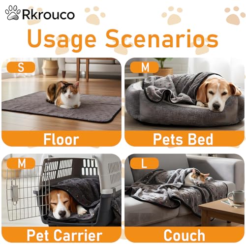 Three Piece Pet Blanket Set for Dogs Cats Soft Comfy Puppy and Kittens Bed Blanket Fluffy Fleece Pets Throw with Cute Patterns (Large 41x30 inch, Gray Dots) - color: Gray Dots, size: Large-41x30 inch