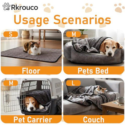 Three Piece Pet Blanket Set for Dogs Cats Soft Comfy Puppy and Kittens Bed Blanket Fluffy Fleece Pets Throw with Cute Patterns (Large 41x30 inch, Gray Dots) - color: Gray Dots, size: Large-41x30 inch