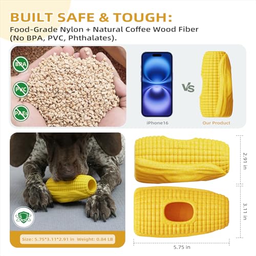 BSISUERM Interactive Dog Toys for Aggressive Chewers, Indestructible Dog Chew Corn Stick Enrichment Toy for Large Medium Dogs, Frozen Dog Treat Holder for Boredom to Keep Them Busy, Reduce Anxiety