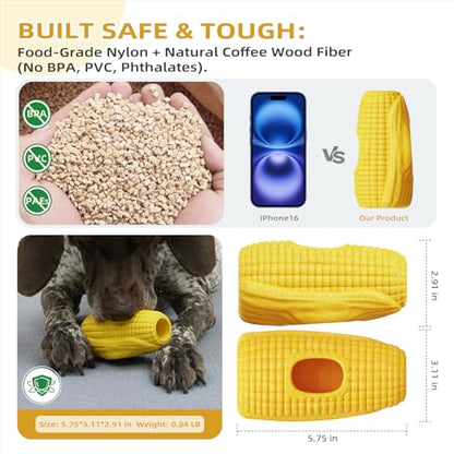 BSISUERM Interactive Dog Toys for Aggressive Chewers, Indestructible Dog Chew Corn Stick Enrichment Toy for Large Medium Dogs, Frozen Dog Treat Holder for Boredom to Keep Them Busy, Reduce Anxiety