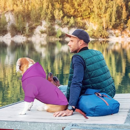 Dog Sweaters for Medium Dogs,Dog Hoodie Sweater Solid Soft Brushed Fleece Pet Clothes Pet Hoodie Sweatshirt with Pocket(Purple-M) - color: Purple, size: Medium