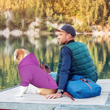 Dog Hoodie Dog Sweaters for Large Dogs Pet Sweater Solid Soft Brushed Fleece Pet Clothes Hoodie Sweatshirt with Pocket(Purple-L) - color: Purple, size: Large