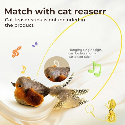 2-pack catnip cat toys that stimulate indoor cats' natural hunting instincts,Interactive plush bird toy with realistic chirping sounds to tease your cat (Green artificial bird + blue artificial bird) - color: Green artificial bird + blue artificial bird