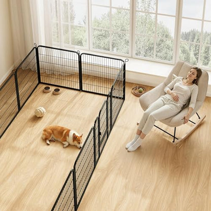 Yaheetech Wide Panel Dog Playpen, 6 Panels 32 inch High Pet Pen with Gate, Portable Indoor Outdoor Fence for Medium/Large Breed Dogs - size: 32"