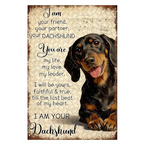 300 Pieces Jigsaw Puzzles for Adults, I Am Your Friend Your Partner Your Dachshund Art Puzzle, Stress Relief Concentration Training Brain Teaser Puzzle 15.7x11 Inch - color: Wooden Puzzle13, size: 300 Piece pcs