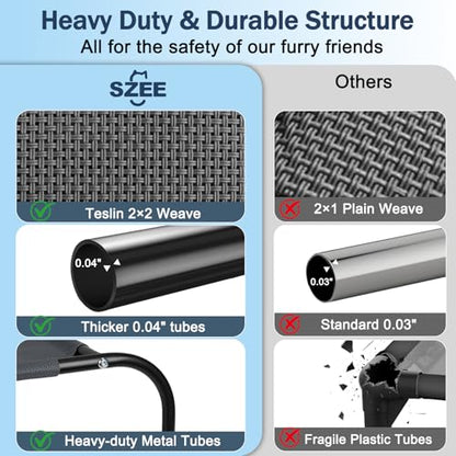 SZEE Raised Dog Bed with Detachable 2-Sided Cooling/Warming Waterproof Mat, Elevated Dog Cot Bed for Small Sized Breeds with Durable Steel Frame & Sturdy Teslin Mesh, Outdoor & Indoor All-Season Use - size: Small