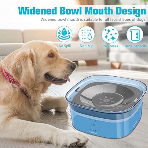 UPSKY 70oz Dog Water Bowl 2L No Spill Dog Bowls Large Capacity Spill Proof Slow Water Feeder, No Splash Dog Bowl Pet Water Dispenser Vehicle Carried Travel Slow Drinking Bowls for Messy Drinkers, Cats - color: D-Blue, size: 2 L