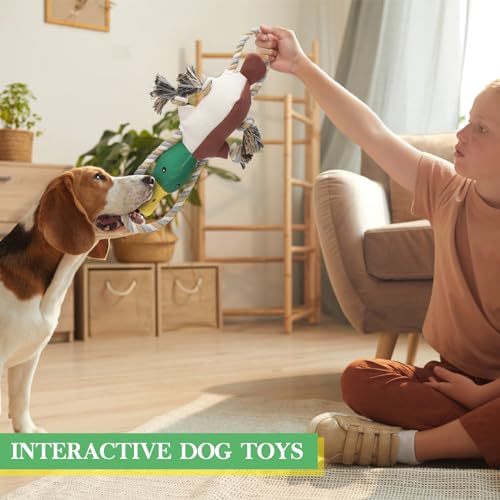 Letsmeet Lesmeet Upgraded Duck Dog Toys Puppy Toys with Crinkle Paper and Squeaker, Interactive Tug of War Dog Toy for Small, Medium, and Large Breeds - color: Brown
