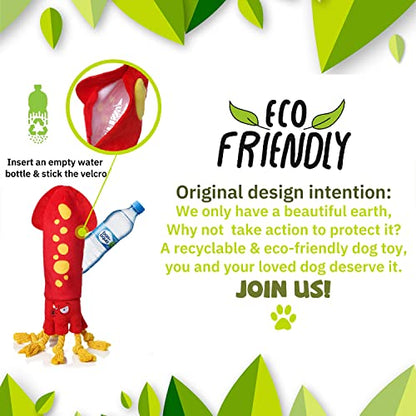 lilfrd Water Bottle Dog Toys - Dog Puzzle Squeaky Enrichment Treat Dispensing Rope Snuffle Plush Toy, No Stuffing Durable Soft Crunchy Toys for Small Medium Large Dogs Puppy - Octopus Squid - style: Octopus