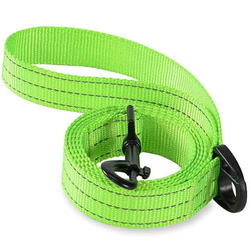 Mile High Life Heavy Duty Dog Leash for Large and Medium Dogs, Reflective Leash for Night Safety, Strong and Durable Leashes for Walking and Training (6FT x 1''Wide, Lime Green) - color: Lime Green, size: 1" x 6 FT