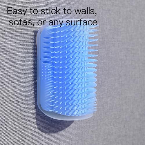 Premium Corner Cat Scratcher - Wall-Mounted Itch Relief and Play Center for Indoor Cats,Wall-Mounted Corner Cat Scratcher, Self-Grooming Brush (Blue)