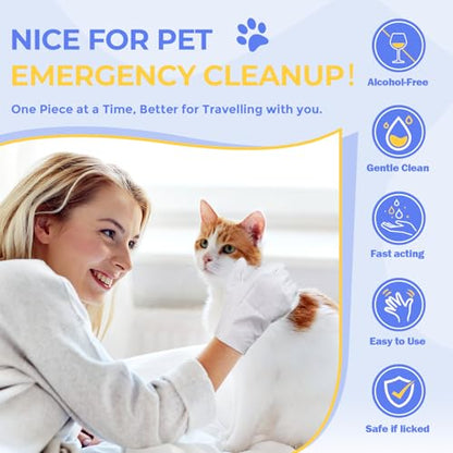 Pet Cleaning Glove Wipes for Dogs & Cats, Hypoallergenic Deodorizing Disposable No-Rinse Grooming Wipes, Extra Thick Bathing Wipes,Perfect for Pet Dry Cleaning,Daily Care and Travel,6 pcs - size: 6 Pcs (Pack of 1)