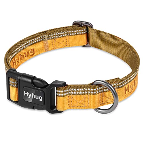 Design Double-Color Nylon Jacquard Webbing, Heavy-Duty Classic Basic Collar, Quick Release Buckle, Specially Designed for Gentle Breeds Dogs. (Small, Golden Yellow) - color: Golden Yellow, size: Small