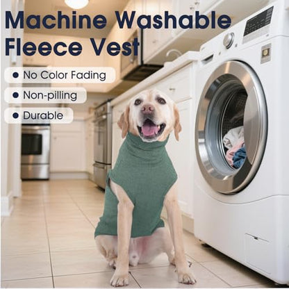 IECOii Dog Fleece Vest Sweater - Stretch Warm Pullover with Turtleneck,Green,Large, Easy On/Off Winter Dog Sweater for Medium Large Dogs Girl Boy, Winter Fall Jumpsuit with High Neck - color: Green, size: Large