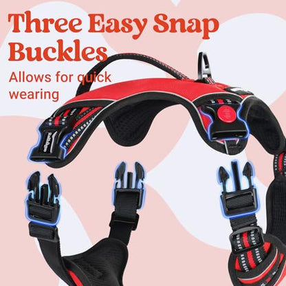 rabbitgoo Dog Harness Small Sized Dog, No Pull Pet Harness with Soft Padded Handle, Adjustable Reflective Vest with 3 Buckles, Easy Walking Harness with 2 Leash Clips, Red, S - color: Red, size: Small