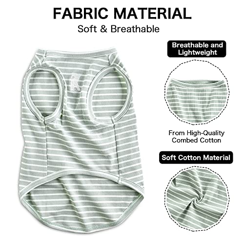 Dog Shirt Vest Lightweight Stretchy Dog T-Shirt Soft Cool Shirts Sleeveless Stripe Vests Breathable Clothes for Puppy Kitty Cats Small Medium Large Dogs 2 Pack Pink + Green [XL/Extra Large] - color: Pink + Green, size: XL-(15~24lb) | Chest(~20.8")