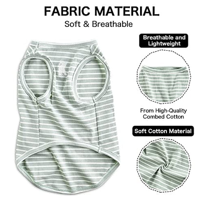 Dog Shirt Vest Lightweight Stretchy Dog T-Shirt Soft Cool Shirts Sleeveless Stripe Vests Breathable Clothes for Puppy Kitty Cats Small Medium Large Dogs 2 Pack Pink + Green [XL/Extra Large] - color: Pink + Green, size: XL-(15~24lb) | Chest(~20.8")