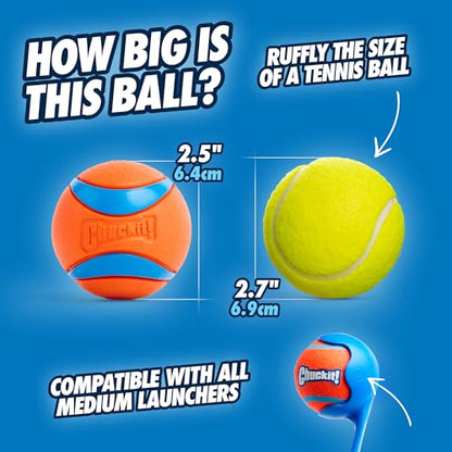 Chuckit! Ultra Ball Dog Toy - Medium Bouncy Fetch Balls For Dogs 20-60 lbs - Made from Durable Rubber - Floating Water Pet Toys - Size Medium - 2.5-inch Diameter - Pack of 2 - size: Medium, style: Medium (2 Pack)